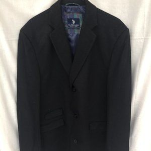 Polo Cashmere & wool over coat. Black Pockets still sewn up.